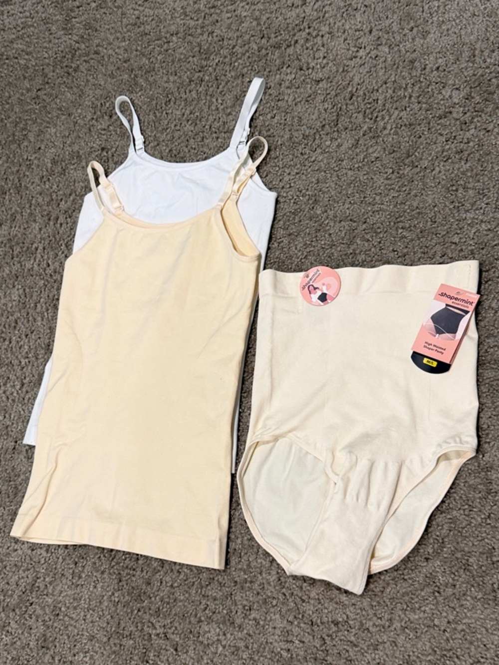 Shapermint Nude & White Shaping Camisole and High-Waist Brief Set